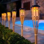 Lot de 2 lampes solaires flamme bambou