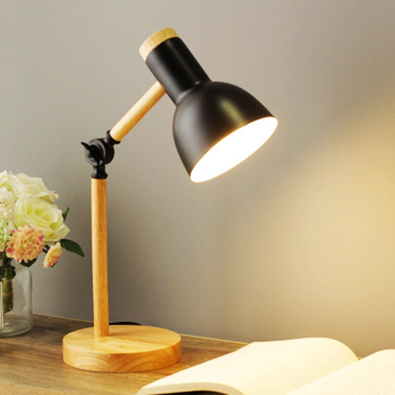 Lampe de bureau scandinave à LED en bois