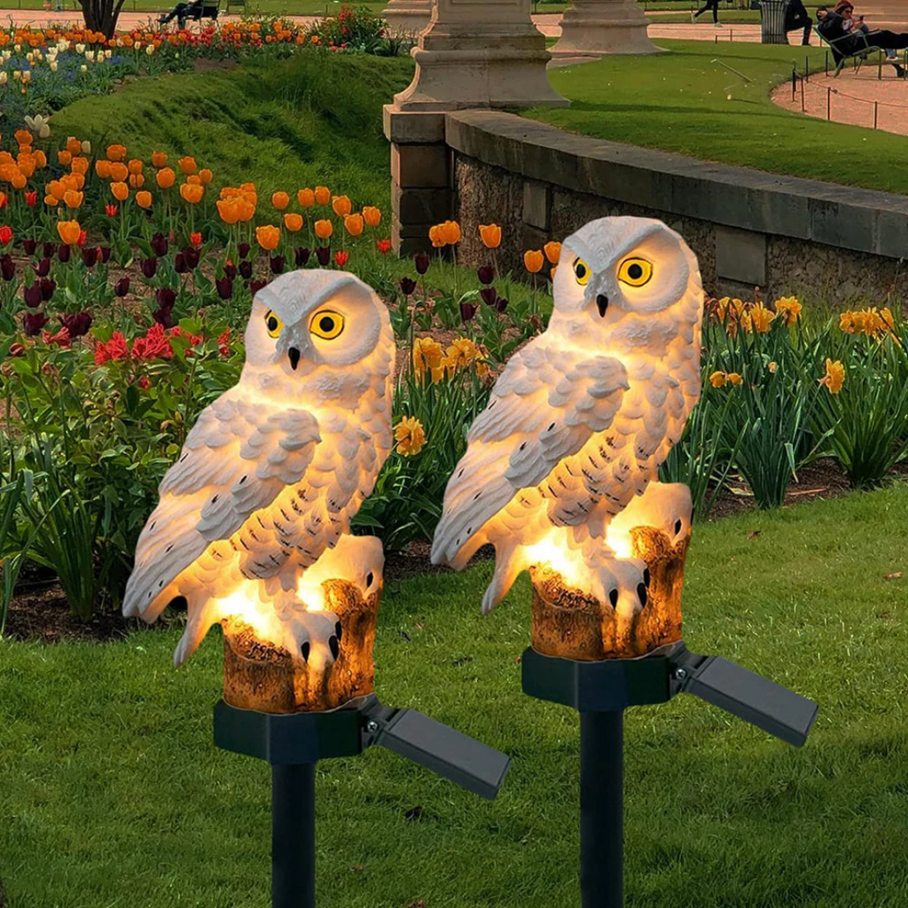 Lumière solaire de chemin de jardin hibou