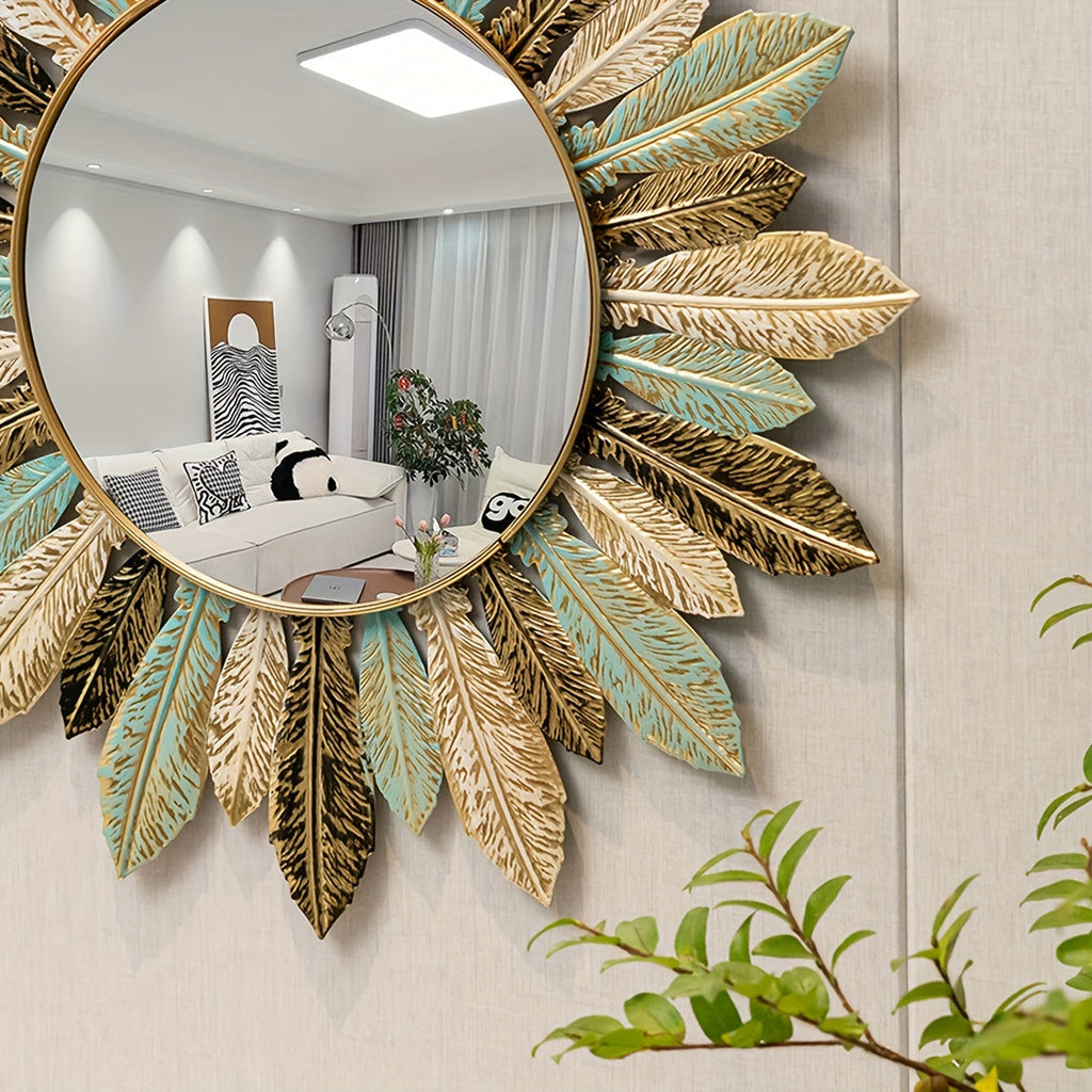 Miroir mural en métal soleil bohème