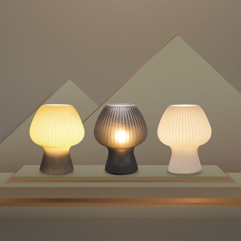 Lampe de chevet vintage en verre nervuré