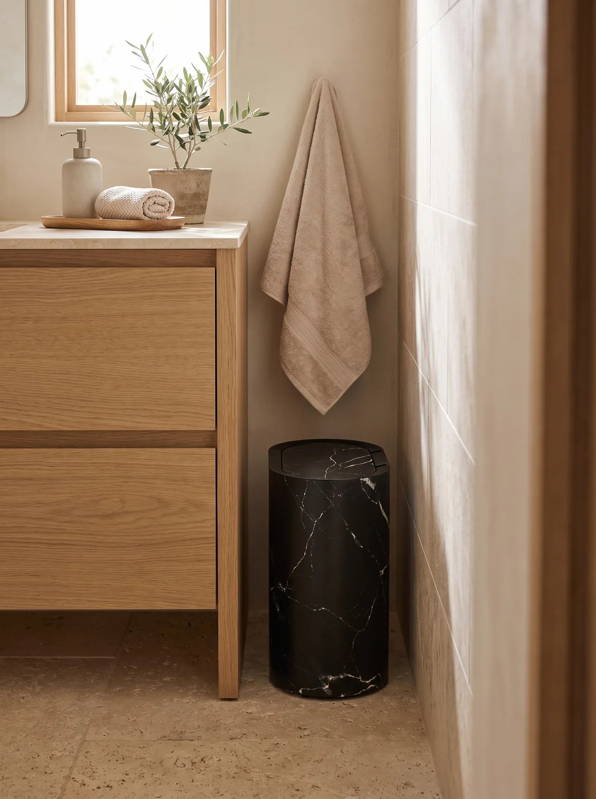 Marble Pattern Trash Can - iwt2_image