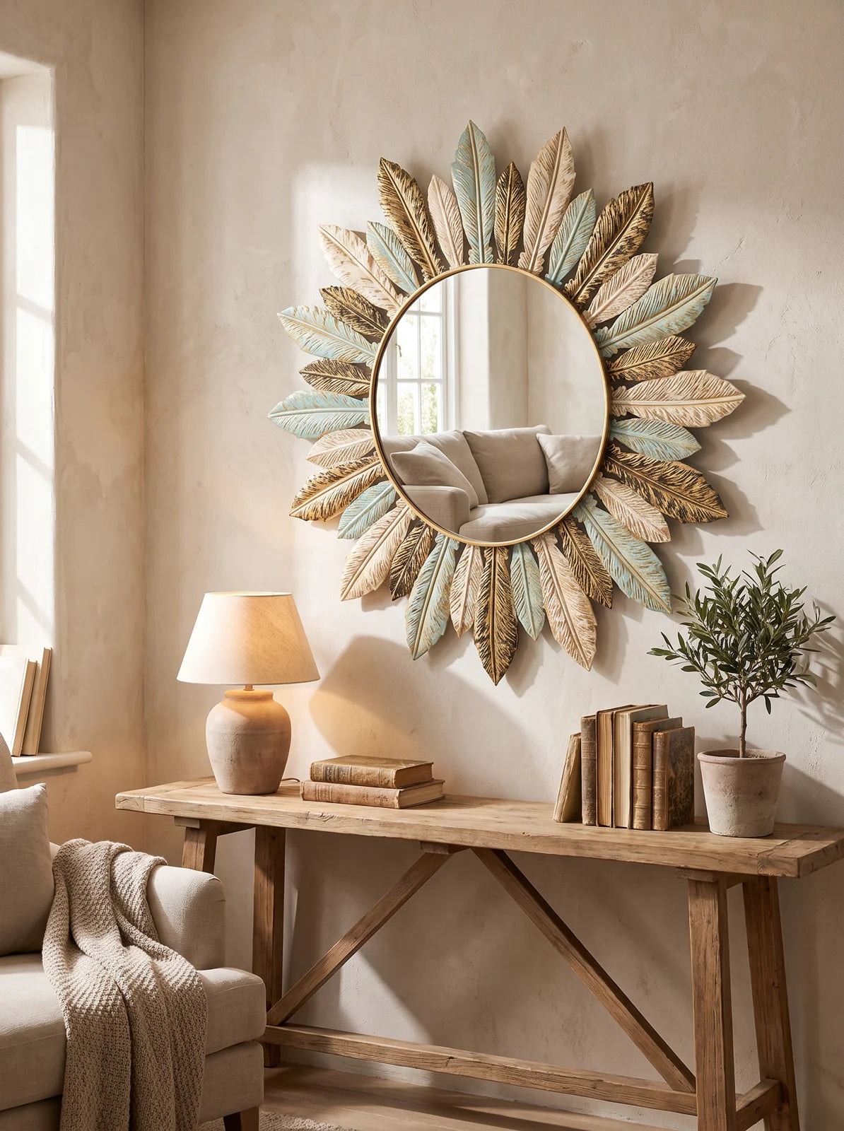 Bohemian Sunburst Metal Wall Mirror - iwt3_image