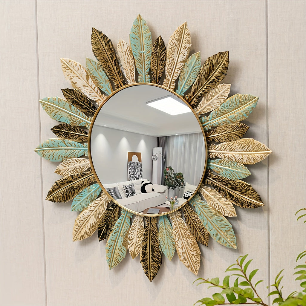 Miroir mural en métal soleil bohème