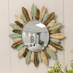 Miroir mural en métal soleil bohème