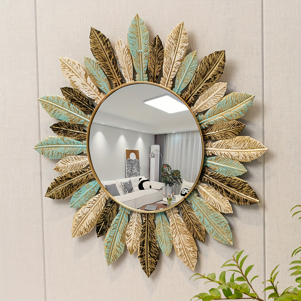 Miroir mural en métal soleil bohème