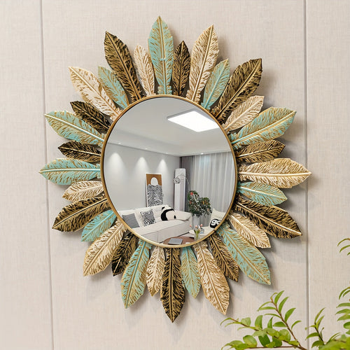 Miroir mural en métal soleil bohème