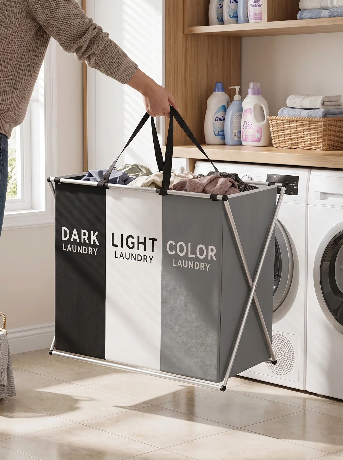 TriSort Multi-Section Laundry Hamper - iwt3_image