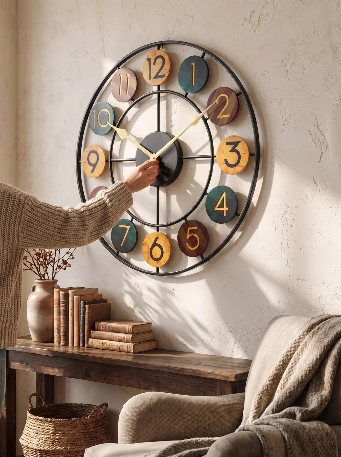 Colourful Metal Wall Clock - iwt3_image