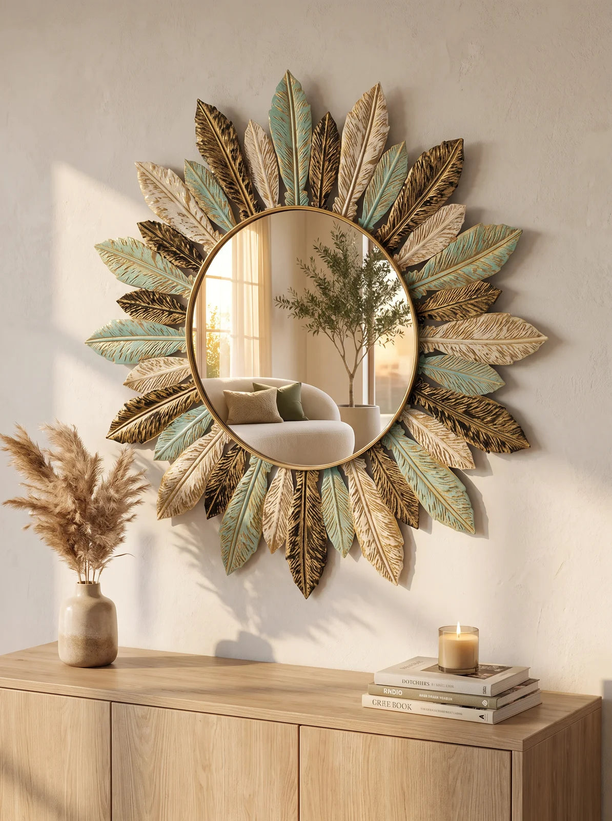 Bohemian Sunburst Metal Wall Mirror - iwt1_image