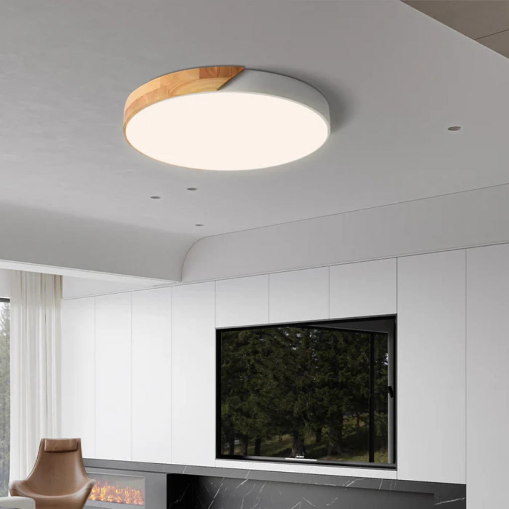 Plafonnier scandinave en bois avec LED