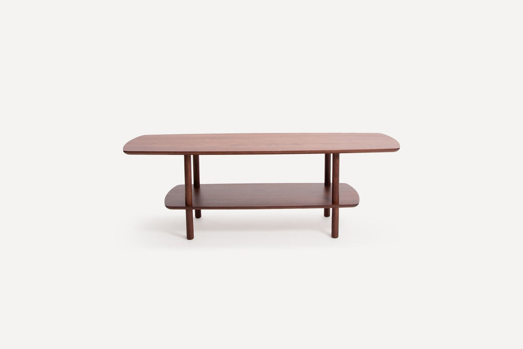 Serif Coffee Table, walnut finish, front view