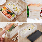 Boîte à lunch EcoStack à 3 niveaux en paille de blé