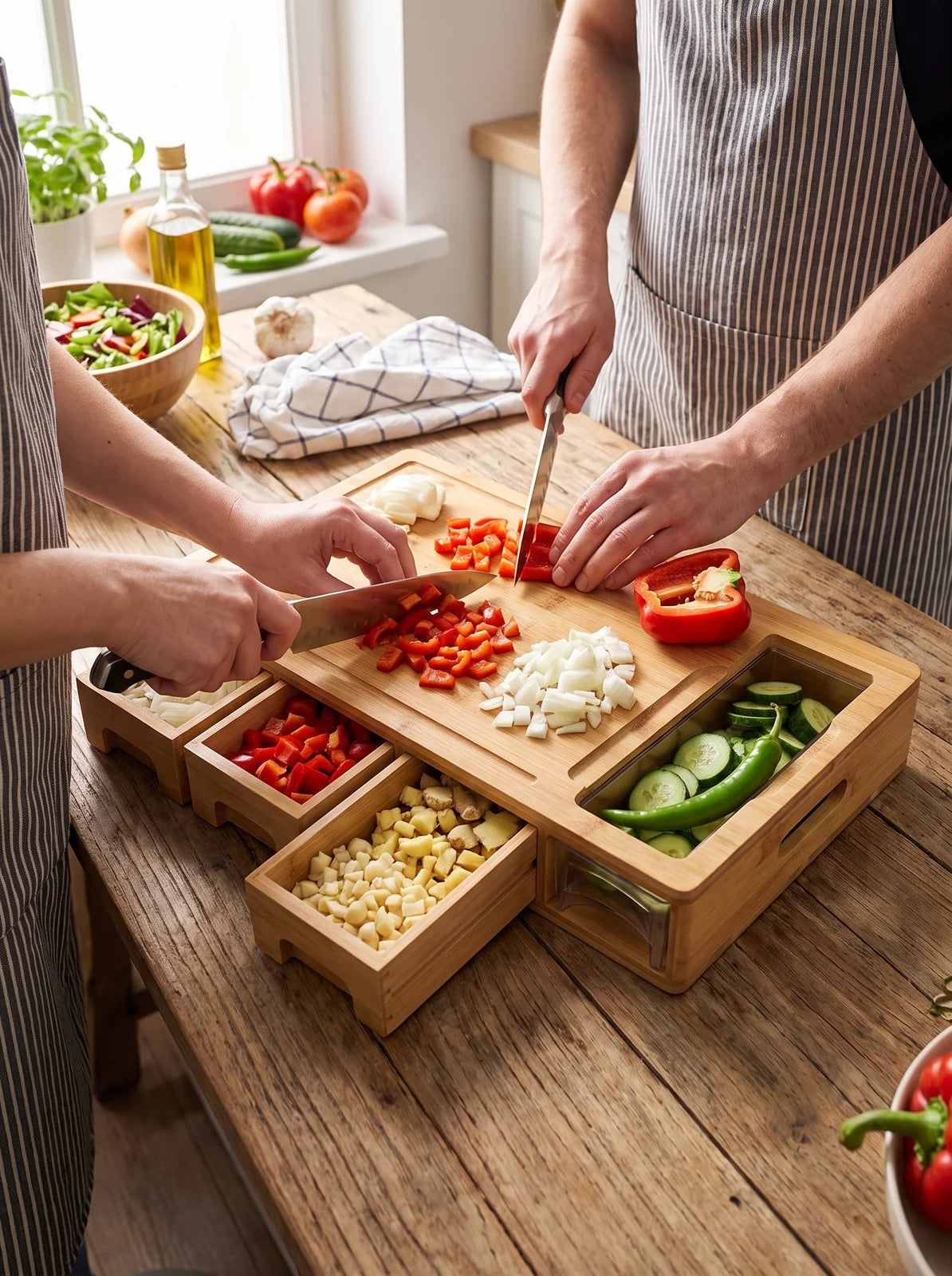 Bamboo Cutting Board with Storage Trays - iwt1_image