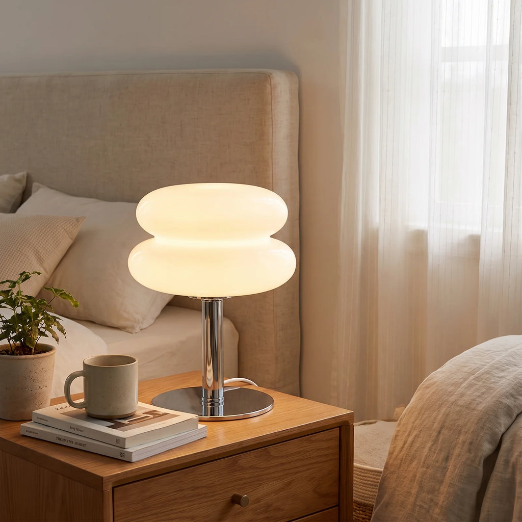 Italian Designer Glass Table Lamp | Modern Retro Accent Light - White (webp)