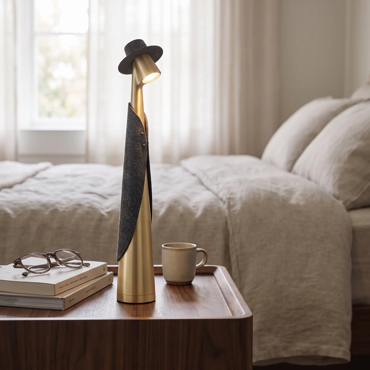 Modern Rechargeable LED Hat Lamp | Creative Touch Desk Light - Gold (webp)
