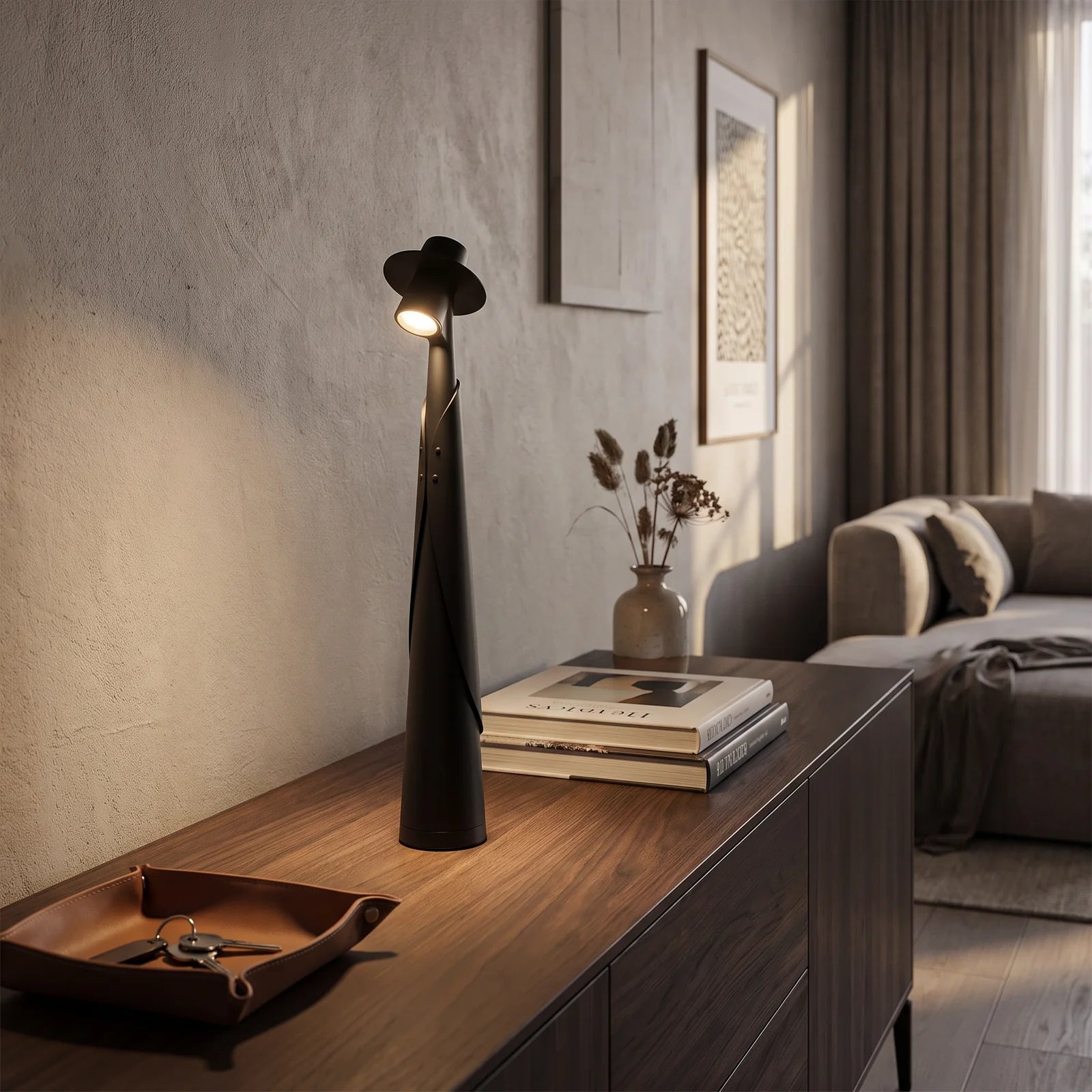 Modern Rechargeable LED Hat Lamp | Creative Touch Desk Light - Black (webp)