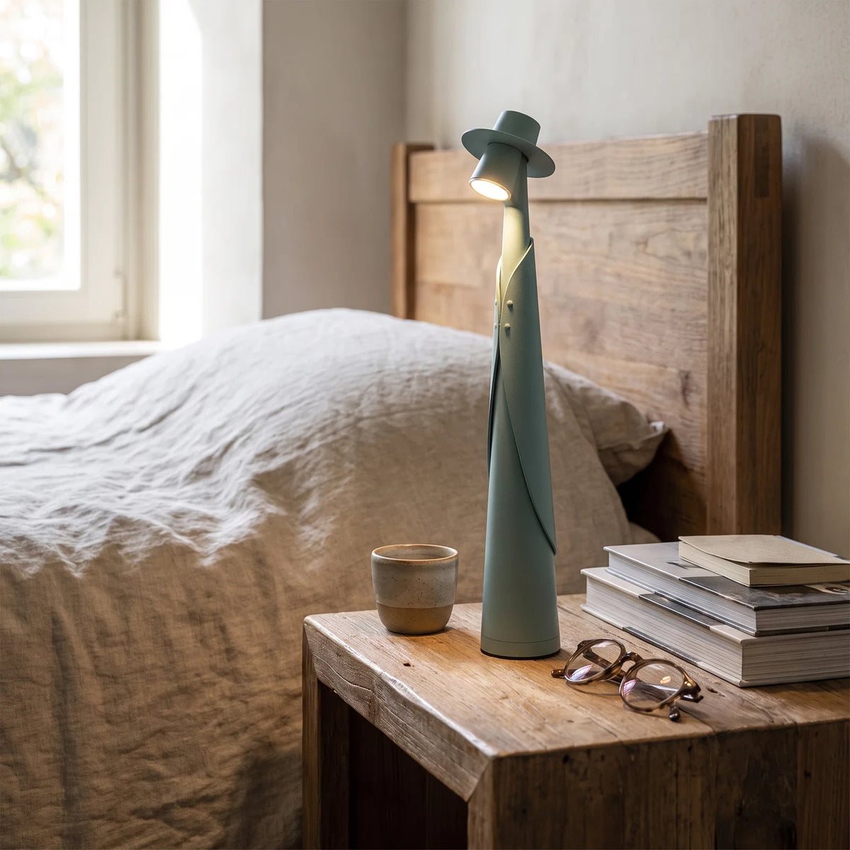 Modern Rechargeable LED Hat Lamp | Creative Touch Desk Light - Blue Green (webp)