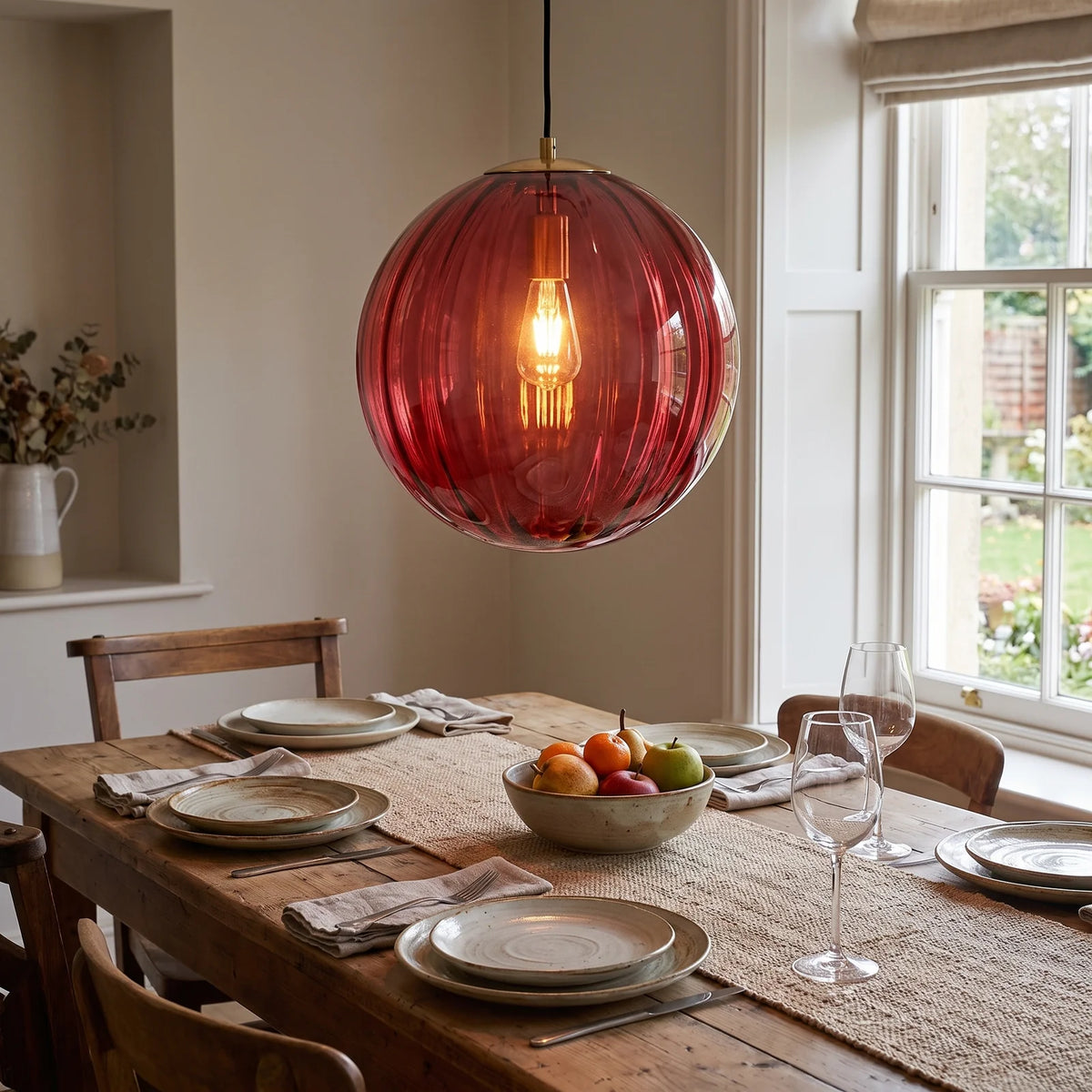 Modern Glass Ball Pendant Light | Nordic Elegance for Every Space - Red (webp)