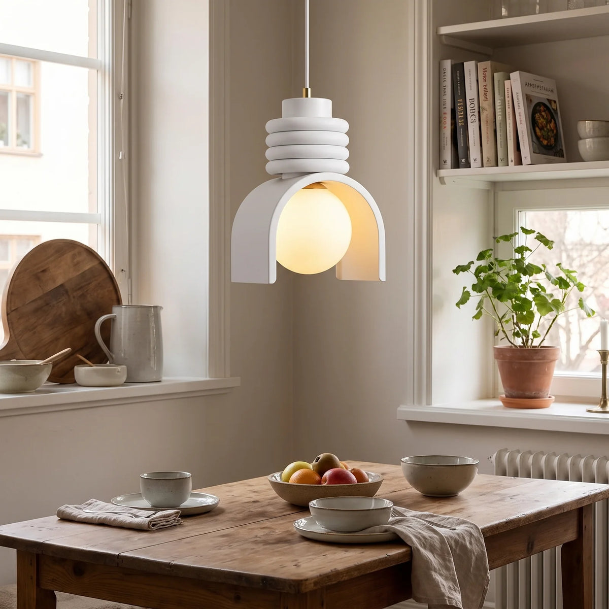 Wabi-Sabi Pendant Light | Japanese Minimalist Resin Design - White (webp)