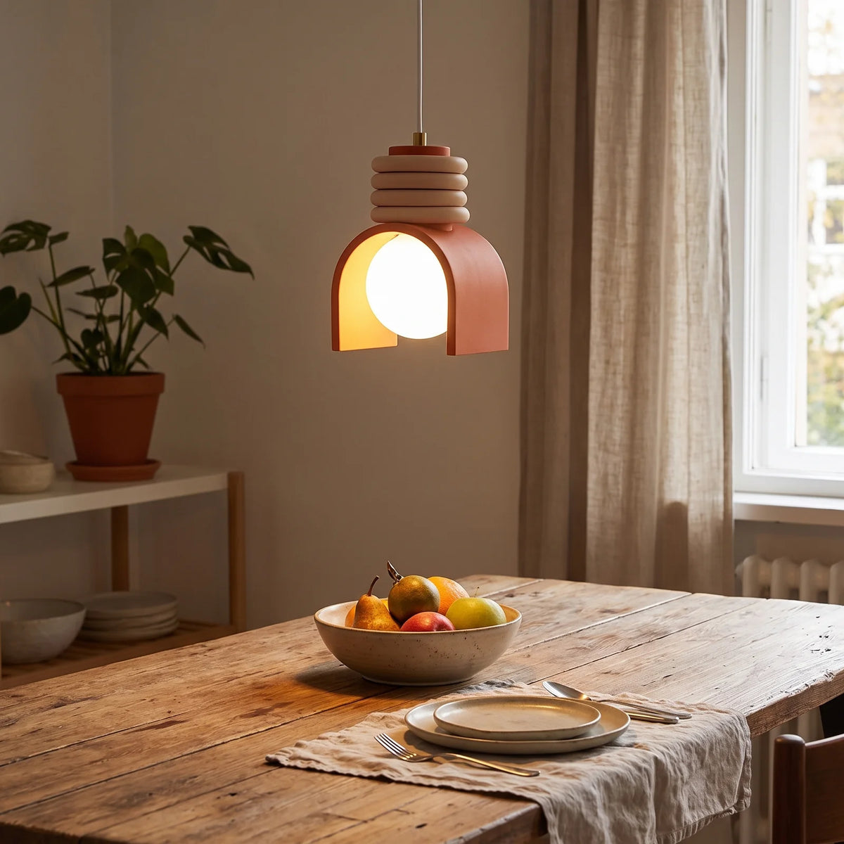 Wabi-Sabi Pendant Light | Japanese Minimalist Resin Design - Orange (webp)