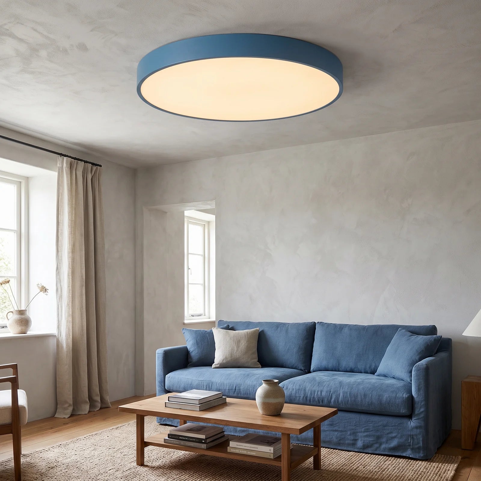 LED Ceiling Light | Modern Nordic Wooden Design - Blue (webp)