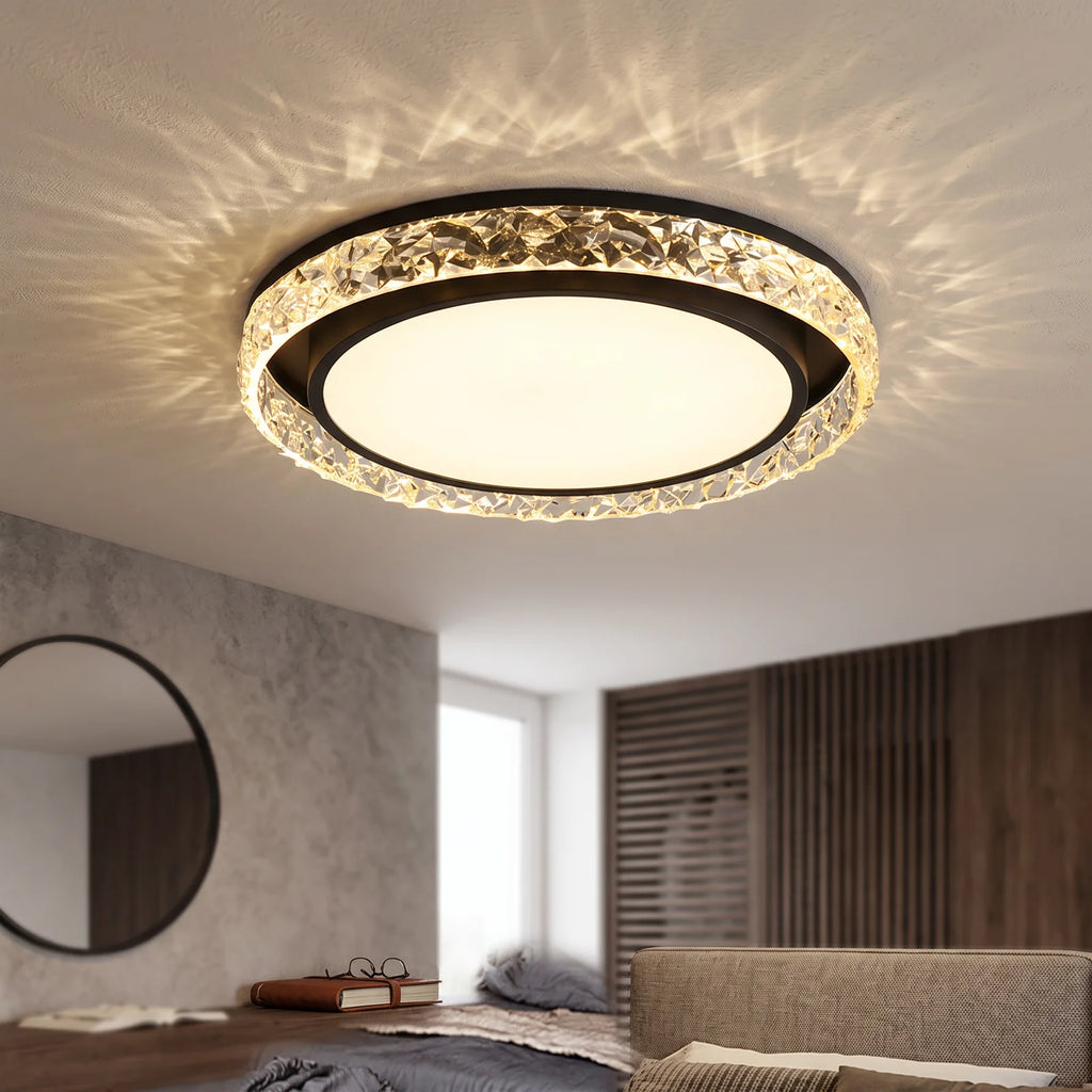 Crystal Halo LED Ceiling Light | Remote Dimmable Flush Mount - Black (webp)