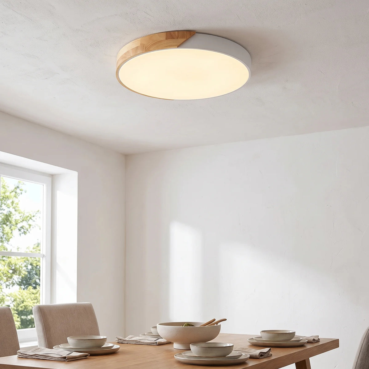 LED Ceiling Light | Modern Nordic Wooden Design - White (webp)