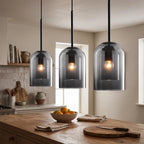Glass Pendant Light | Modern Nordic Hanging Lamp - Smoke Grey (webp)