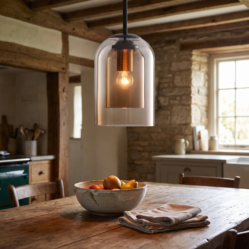 Glass Pendant Light | Modern Nordic Hanging Lamp - Rust (webp)