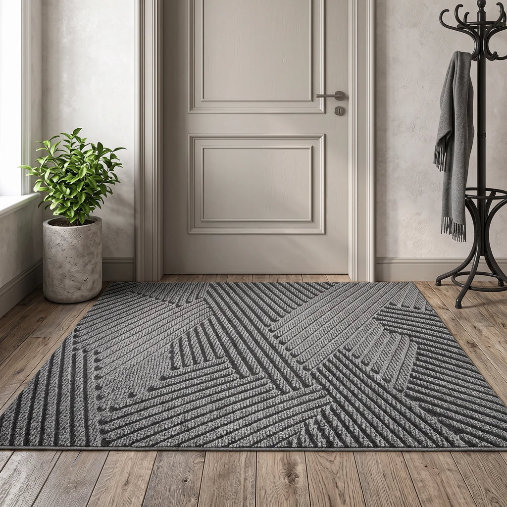 Durable Non-Slip Door Mat | Modern Dirt-Resistant Entry Mat - Grey (webp)