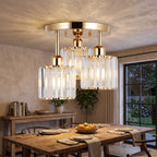 Modern Gold Luxury Crystal Ceiling Light | 3-Light Semi Flush Mount - Gold (webp)