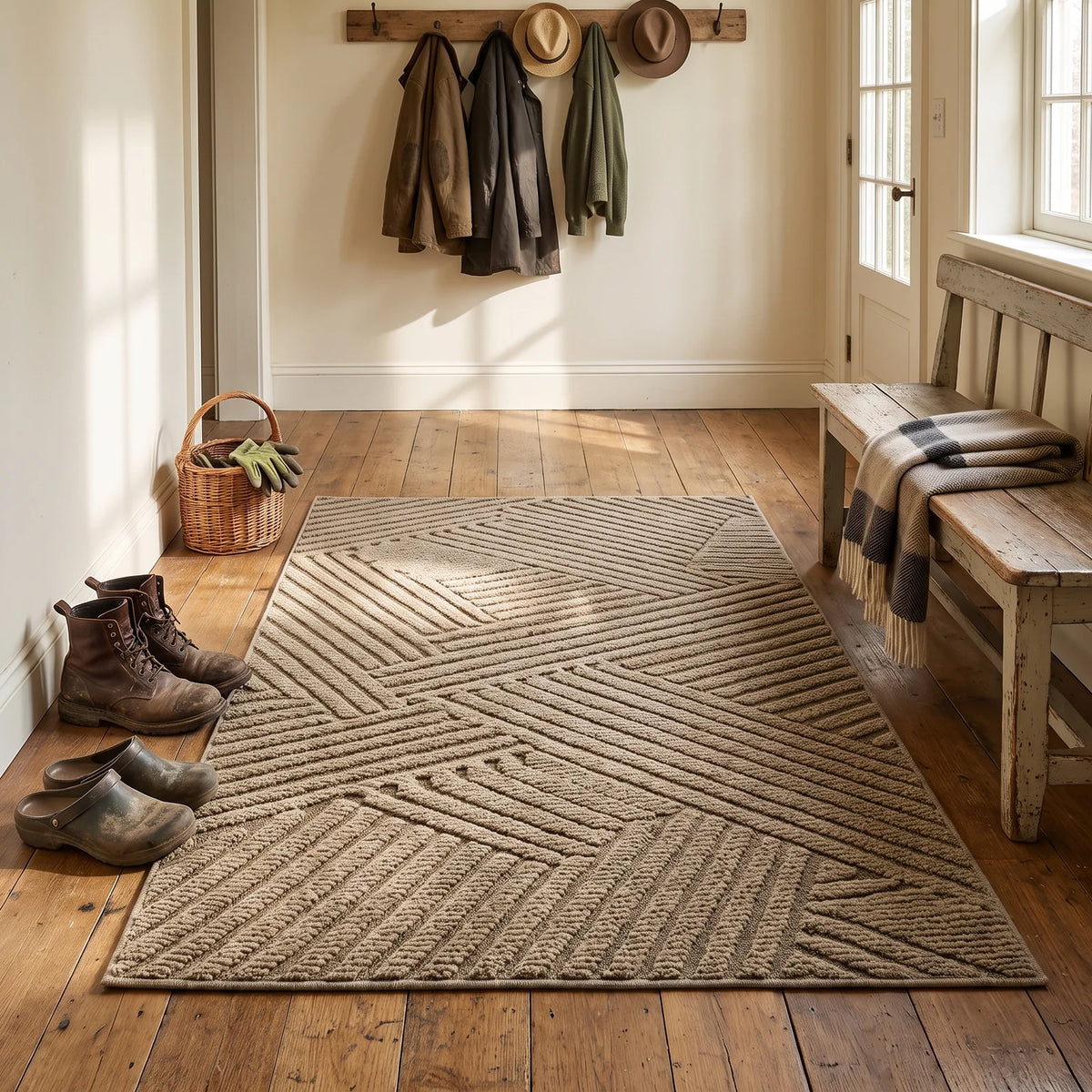 Durable Non-Slip Door Mat | Modern Dirt-Resistant Entry Mat - Khaki (webp)