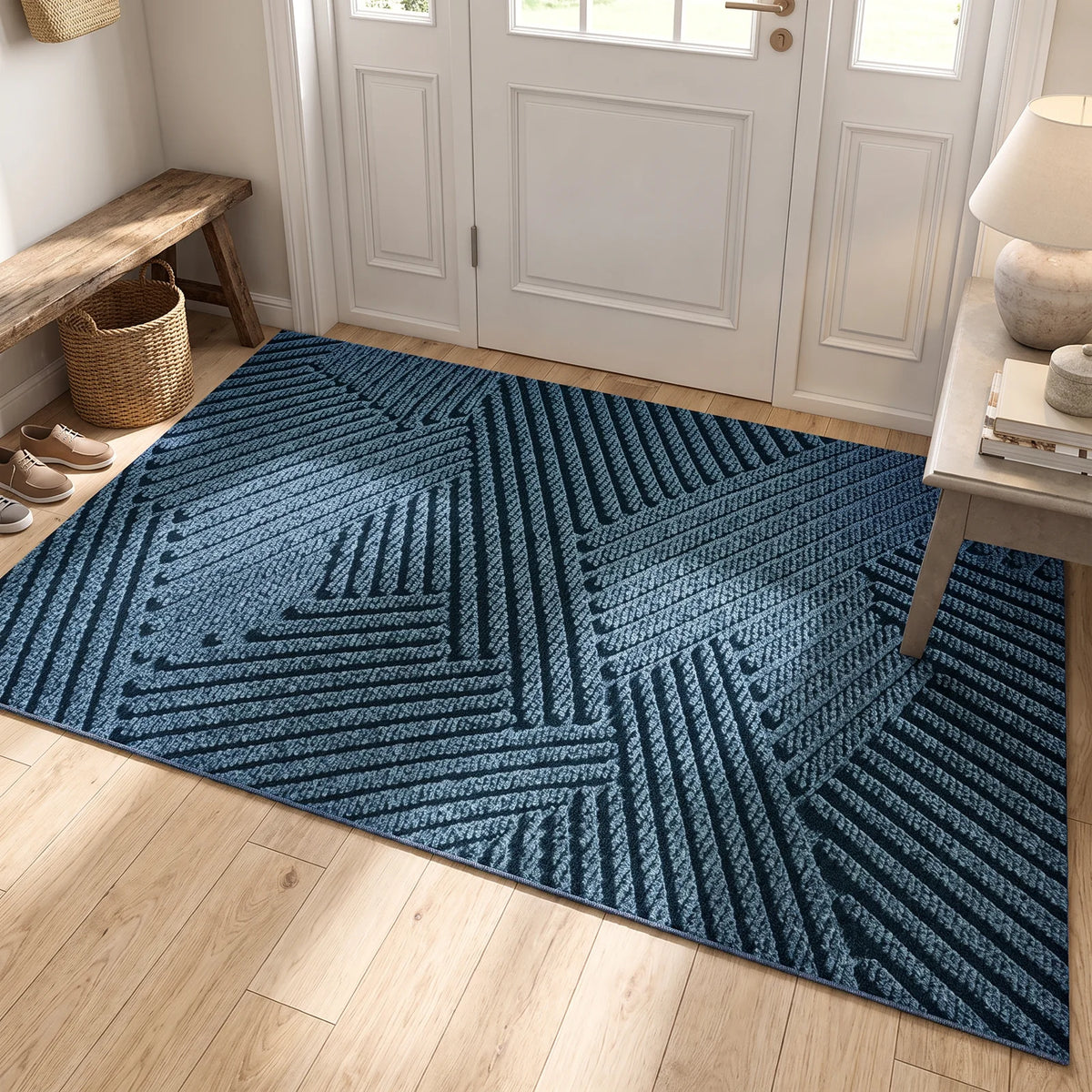 Durable Non-Slip Door Mat | Modern Dirt-Resistant Entry Mat - Blue (webp)