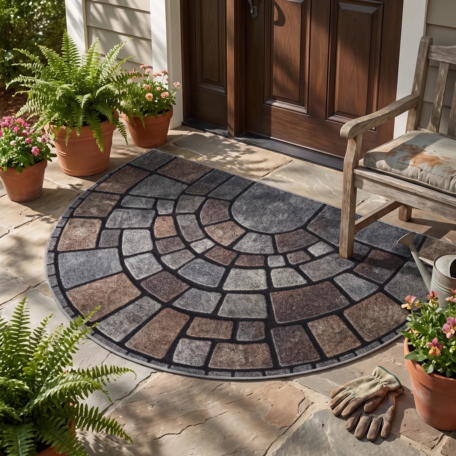 Half-Circle Mosaic Door Mat | Indoor & Outdoor Use - Default