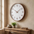 Nordic Wall Clock | Minimalist Wood Frame Design - Brown