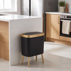 15L Modern Odour-Sealing Trash Can with Elevated Legs | Stylish Waste Bin for Kitchen, Living & Bathroom - Black