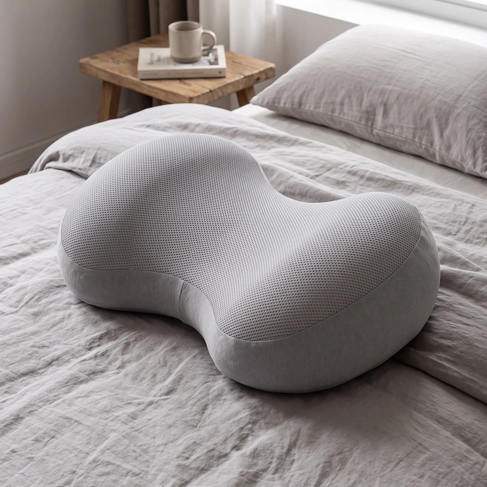 Adjustable Pregnancy Pillow | Ergonomic Maternity Support for Side & Stomach Sleepers - Grey