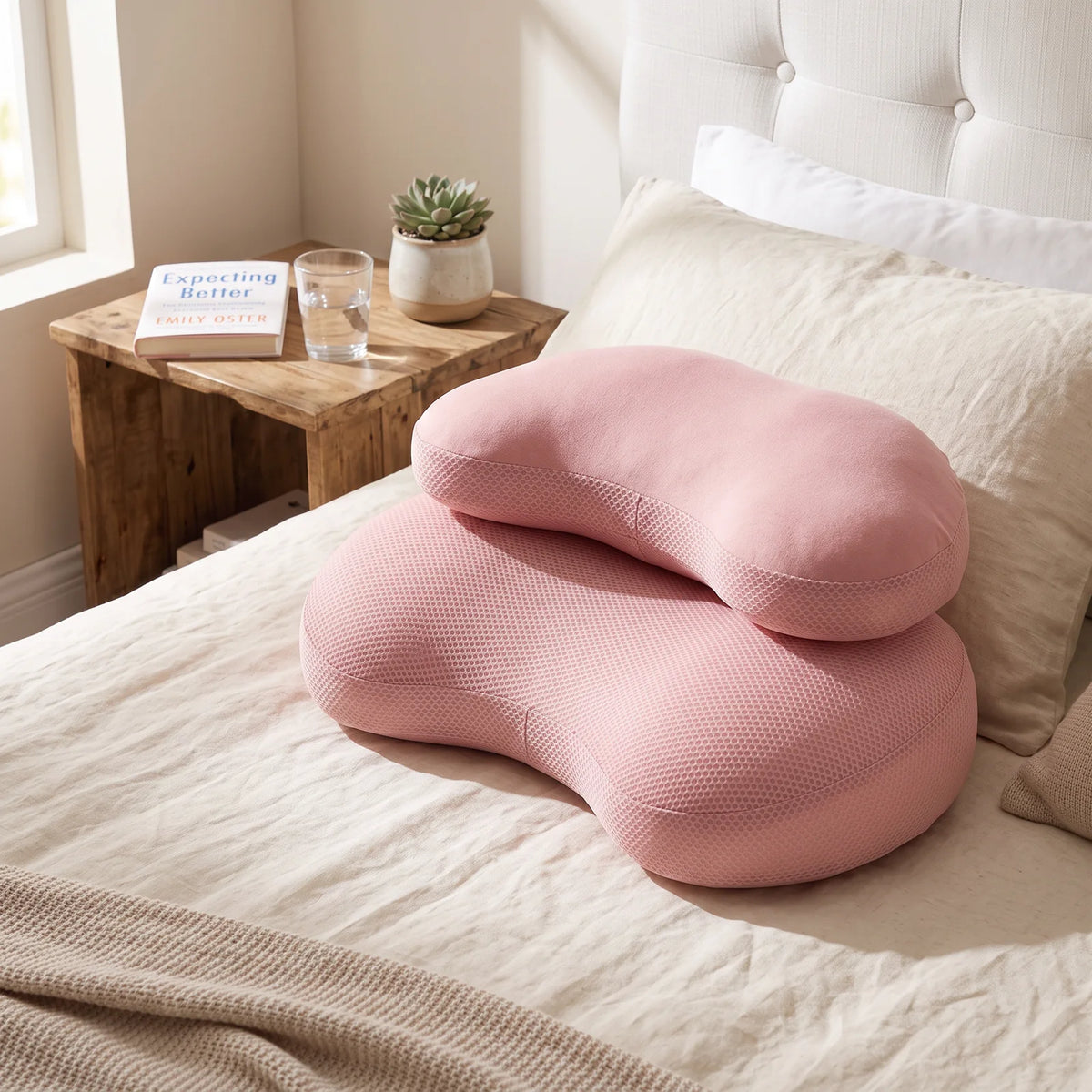 Adjustable Pregnancy Pillow | Ergonomic Maternity Support for Side & Stomach Sleepers - Pink