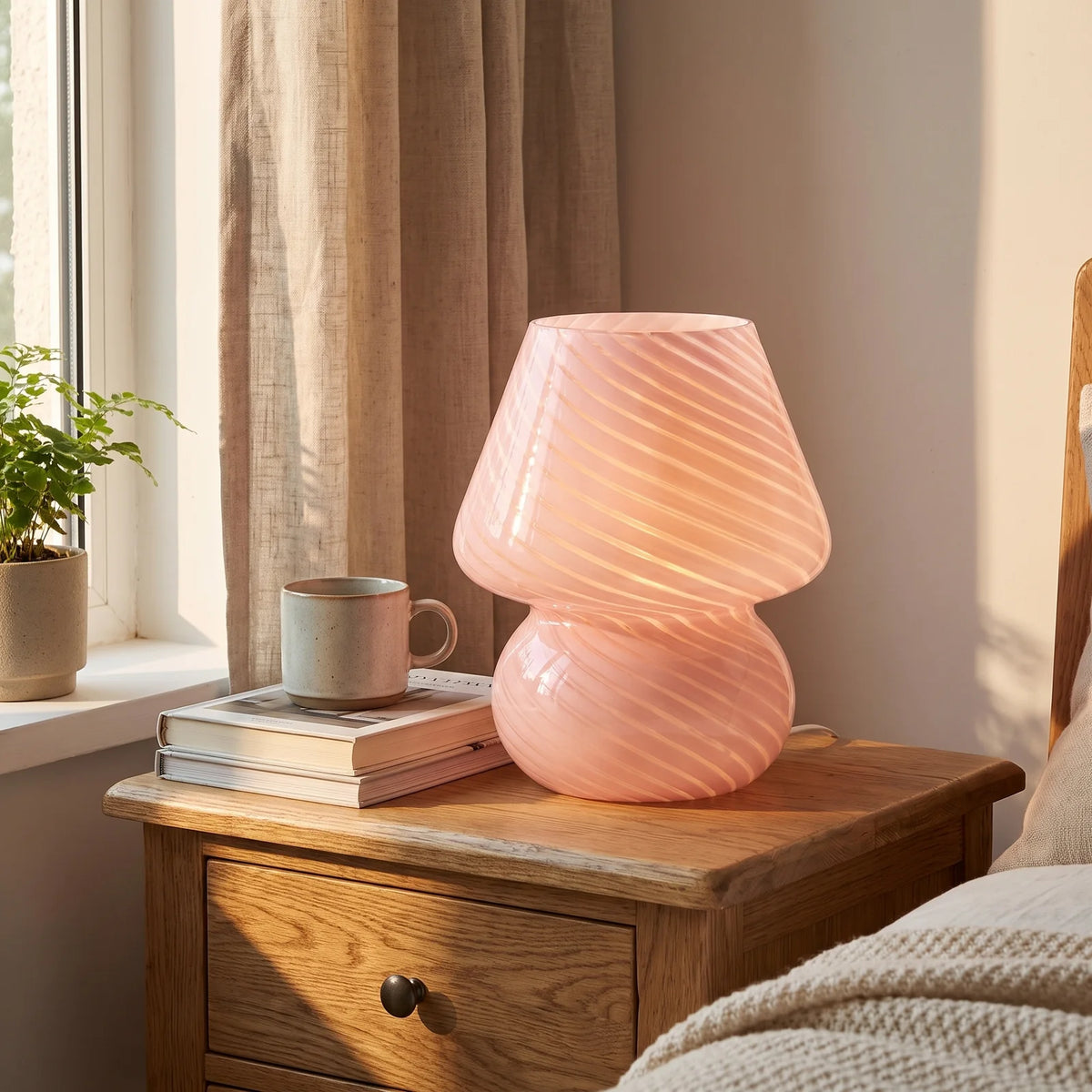 Murano-Style Glass Mushroom Lamp | USB Dimmable Table Light
