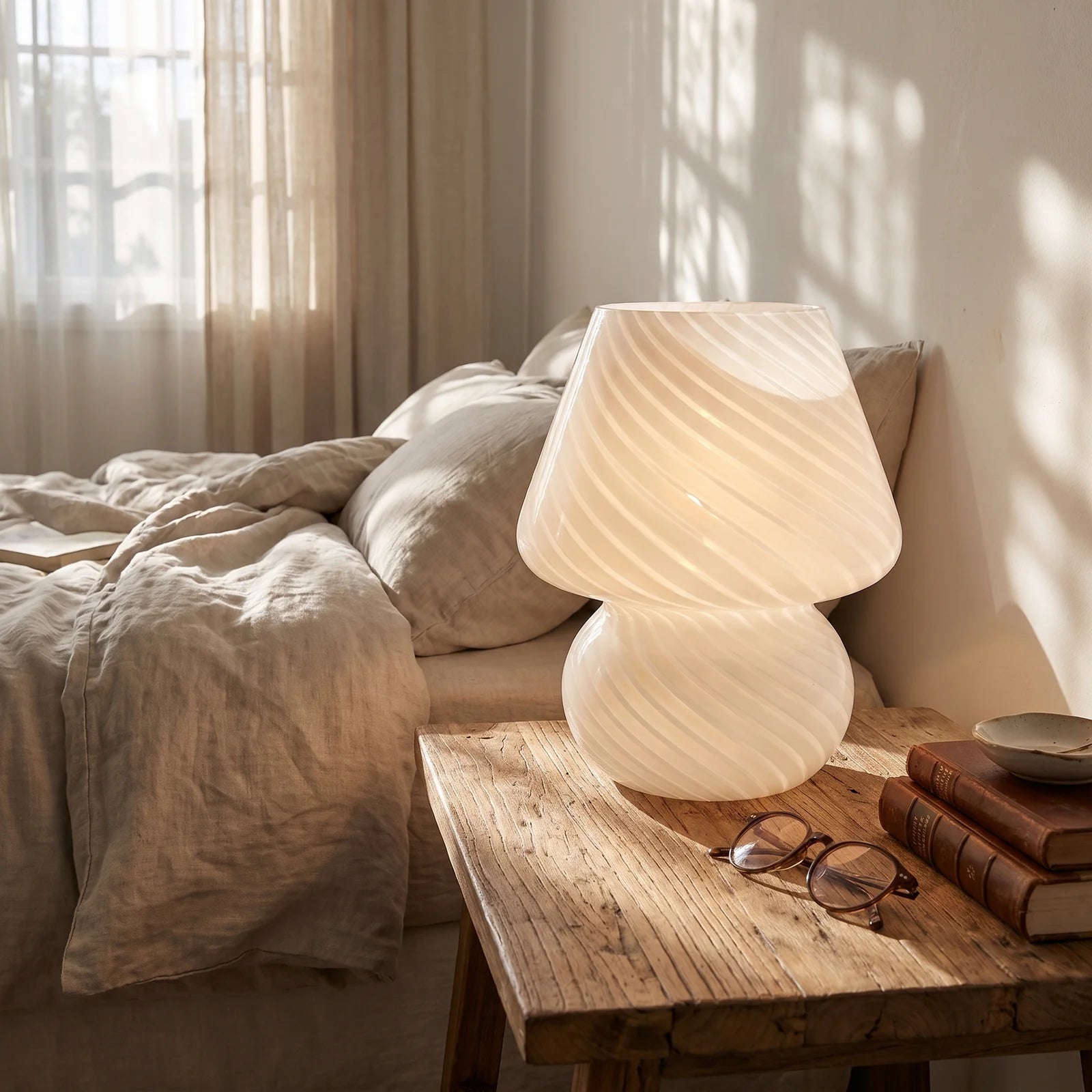 Murano-Style Glass Mushroom Lamp | USB Dimmable Table Light