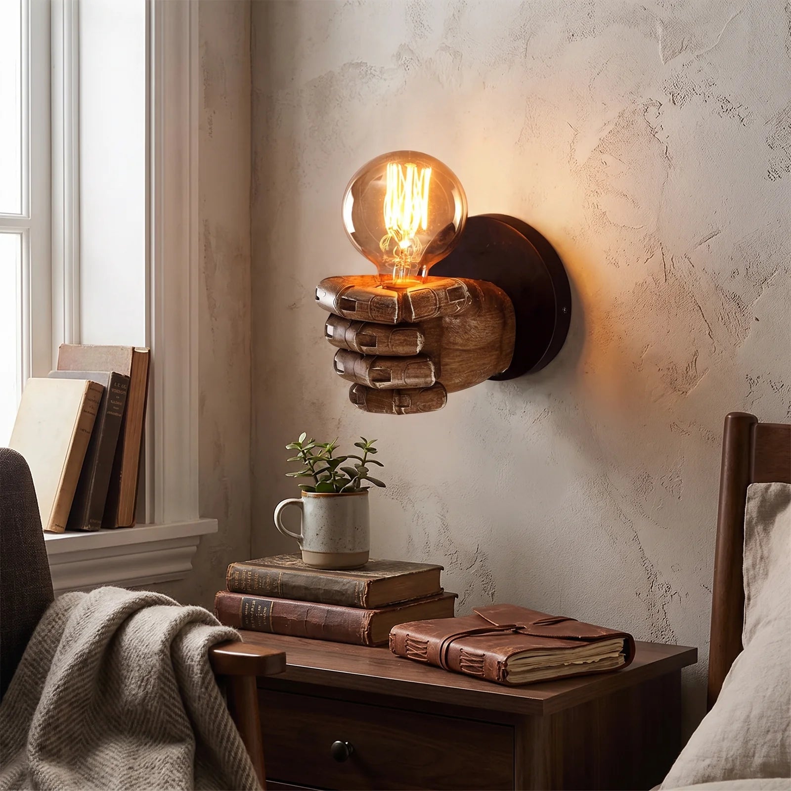 Industrial Hand Wall Lamp | Resin E26 Wall Sconce