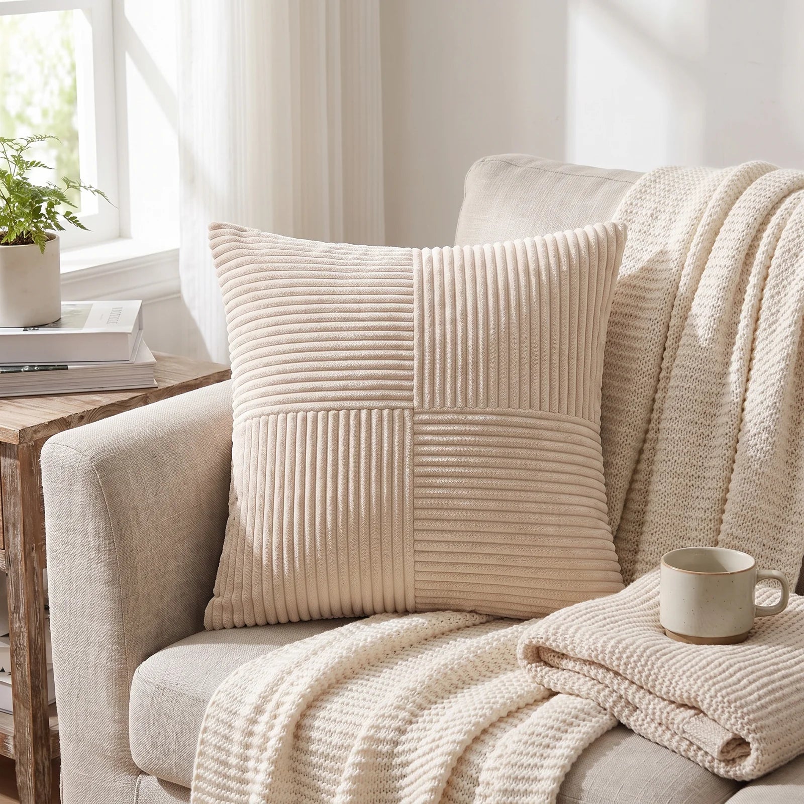 Corduroy Cushion Covers | Luxury Striped Throw Pillow Covers