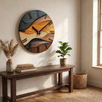Artistic Round Wall Clock | Nordic Style Faux Wood Grain Design