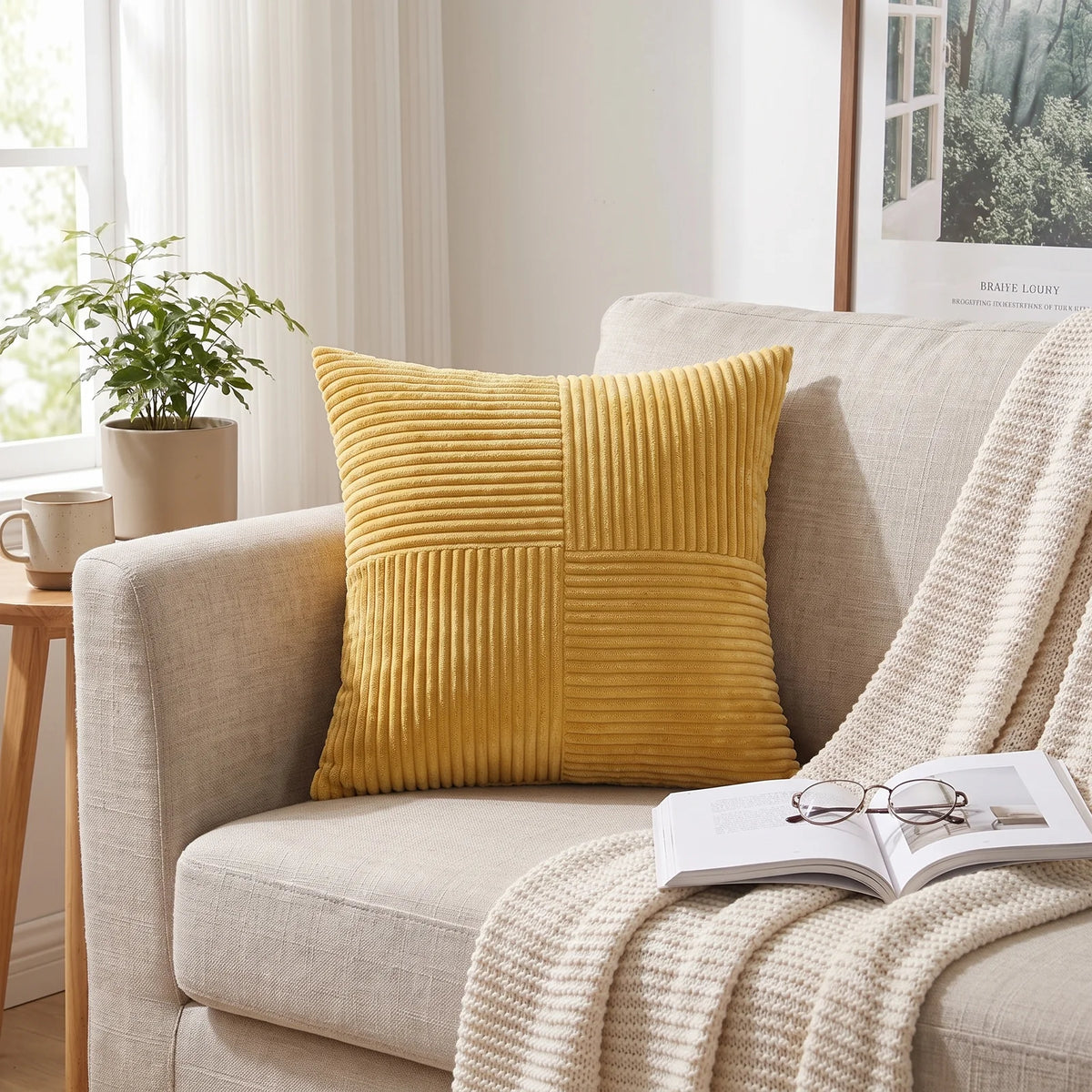 Corduroy Cushion Covers | Luxury Striped Throw Pillow Covers