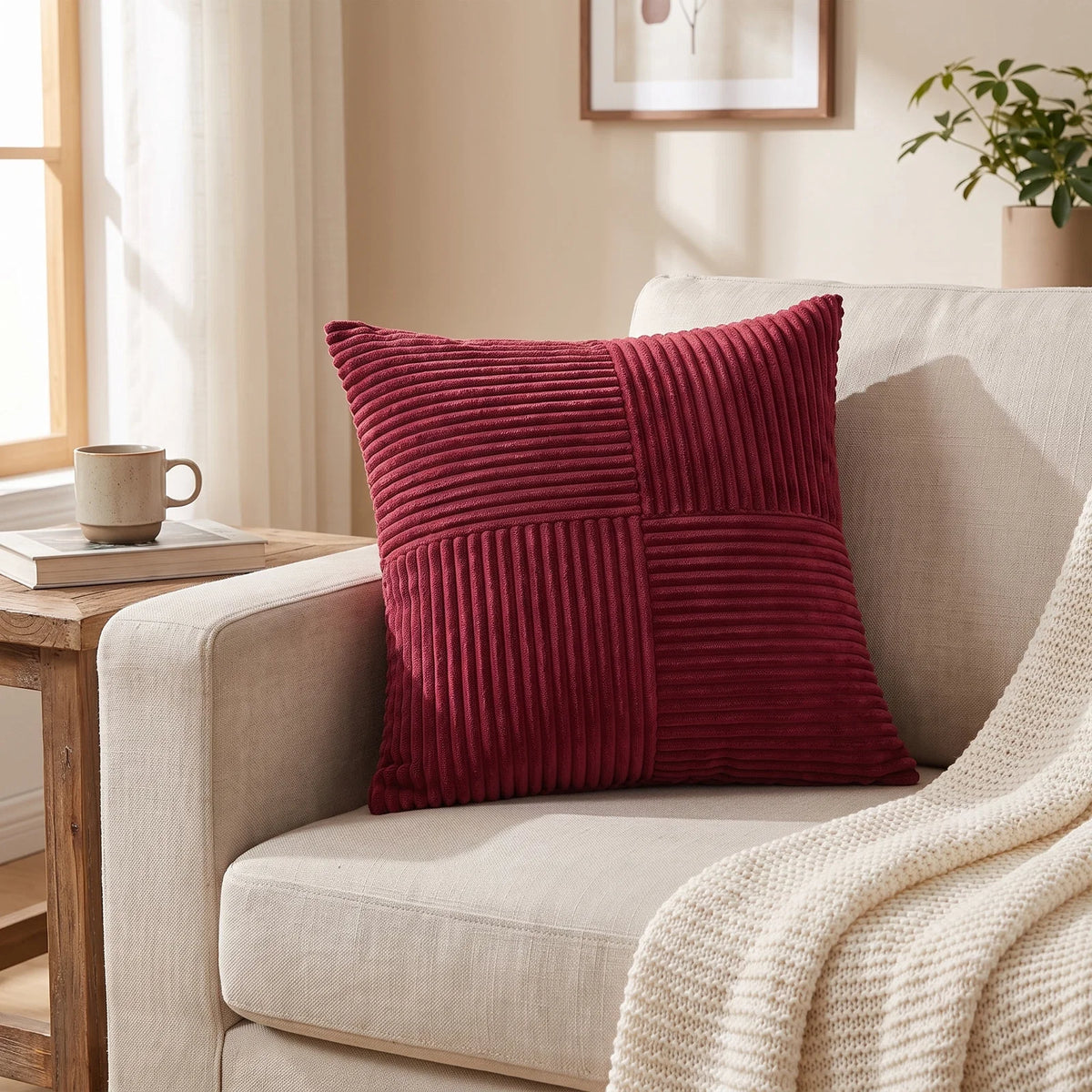 Corduroy Cushion Covers | Luxury Striped Throw Pillow Covers