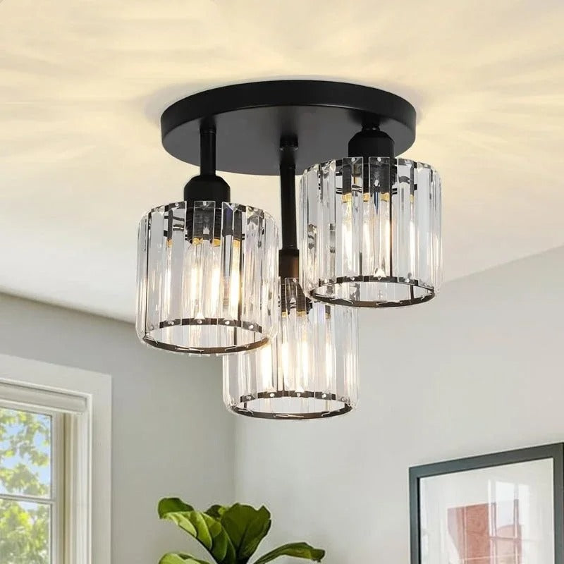 Plafonnier de luxe en cristal doré